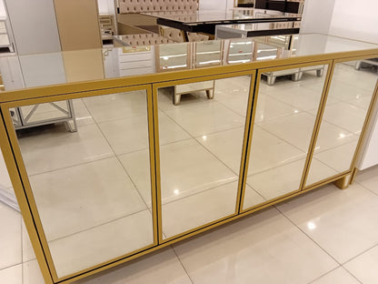 silver / Golden color Steel Frame mirror cabinet with 4 Doors by Supplytent.com