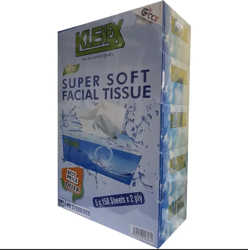 Kleenex Super Soft Facial Tissue, 150 sheet, 2 ply, 21 x 19 cm, 5 x 30 boxes by Supplytent.com