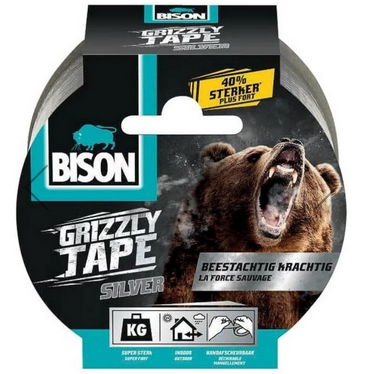 BISON GRIZZLY TAPE SILVER ROL 10M*6 L114 Item Code: 6311851 by Supplytent.com
