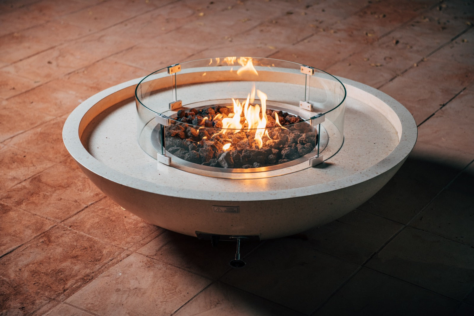 Terrazzo Fire Bowl with windshield by Supplytent.com