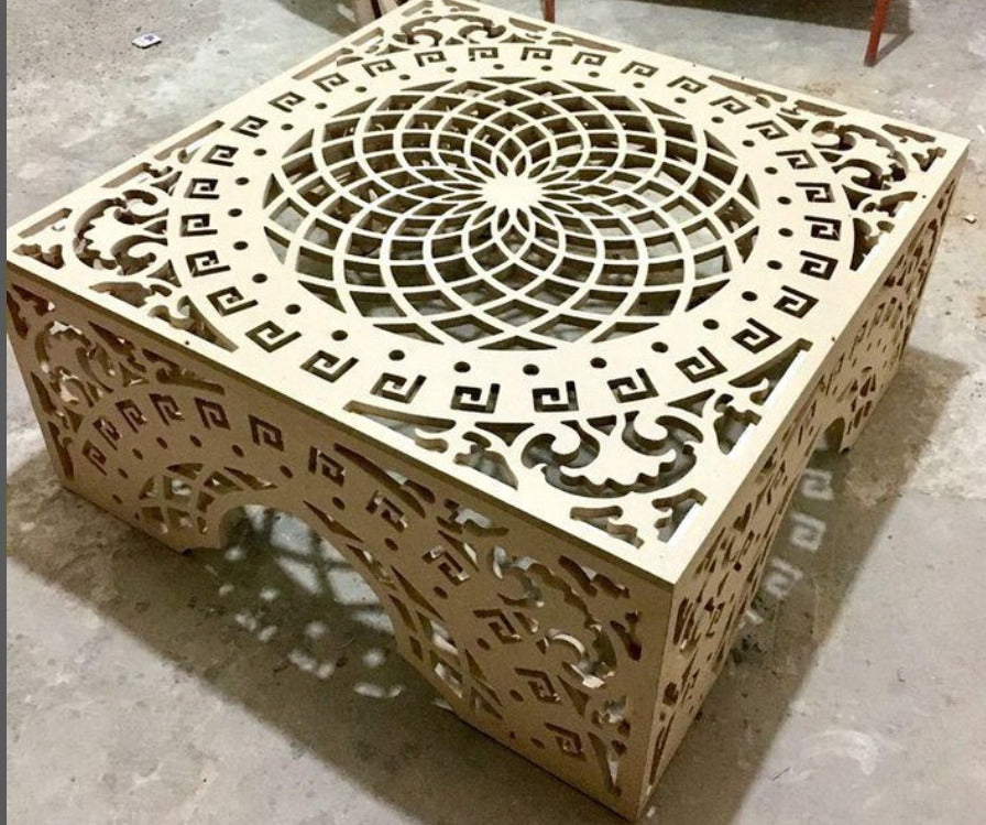 MDF golden paint side Table, Size: 100 x 100 cm, Height: 55 cm by Supplytent.com