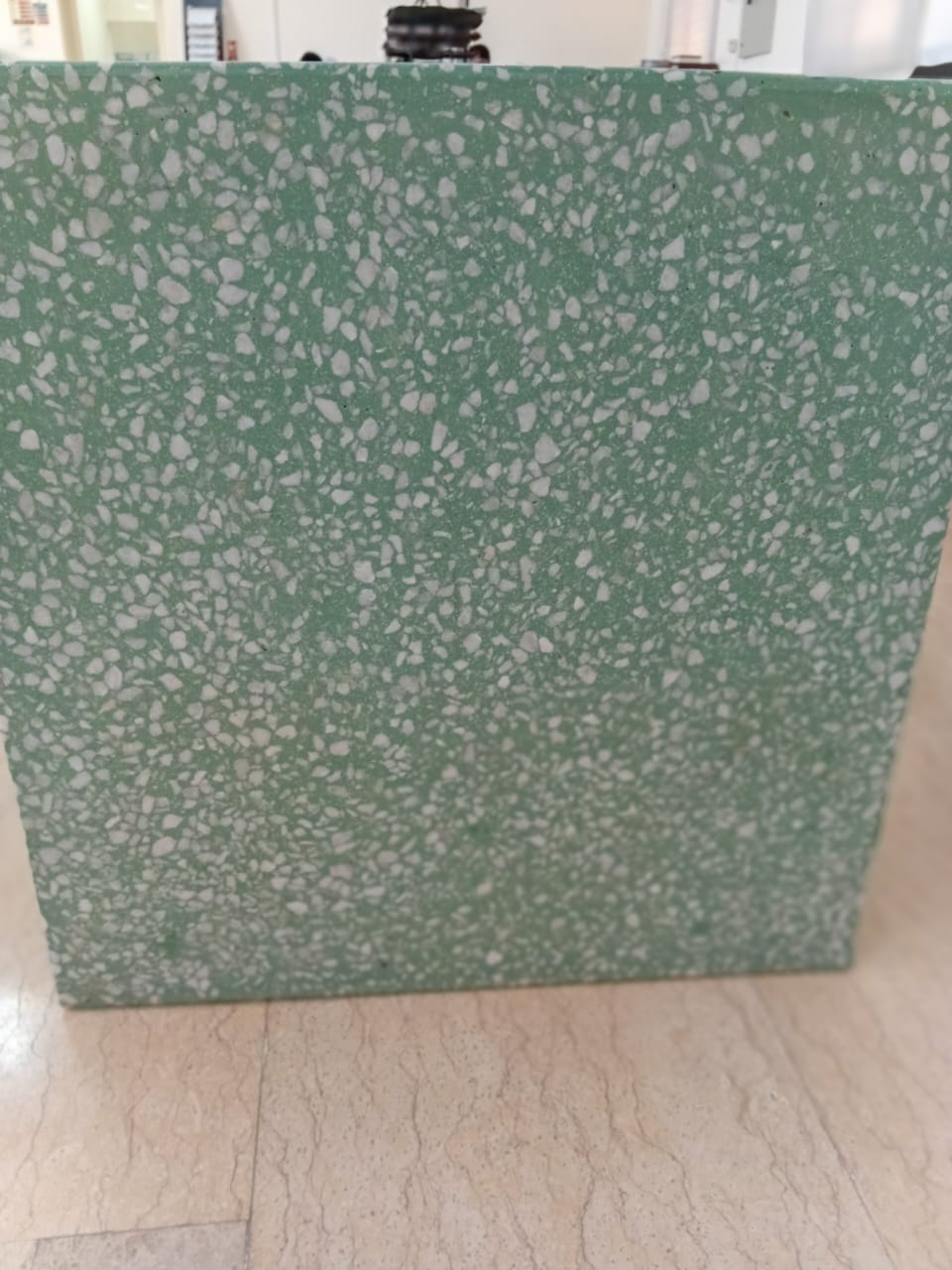 white Terrazzo table + 4 seats different colors by Supplytent.com