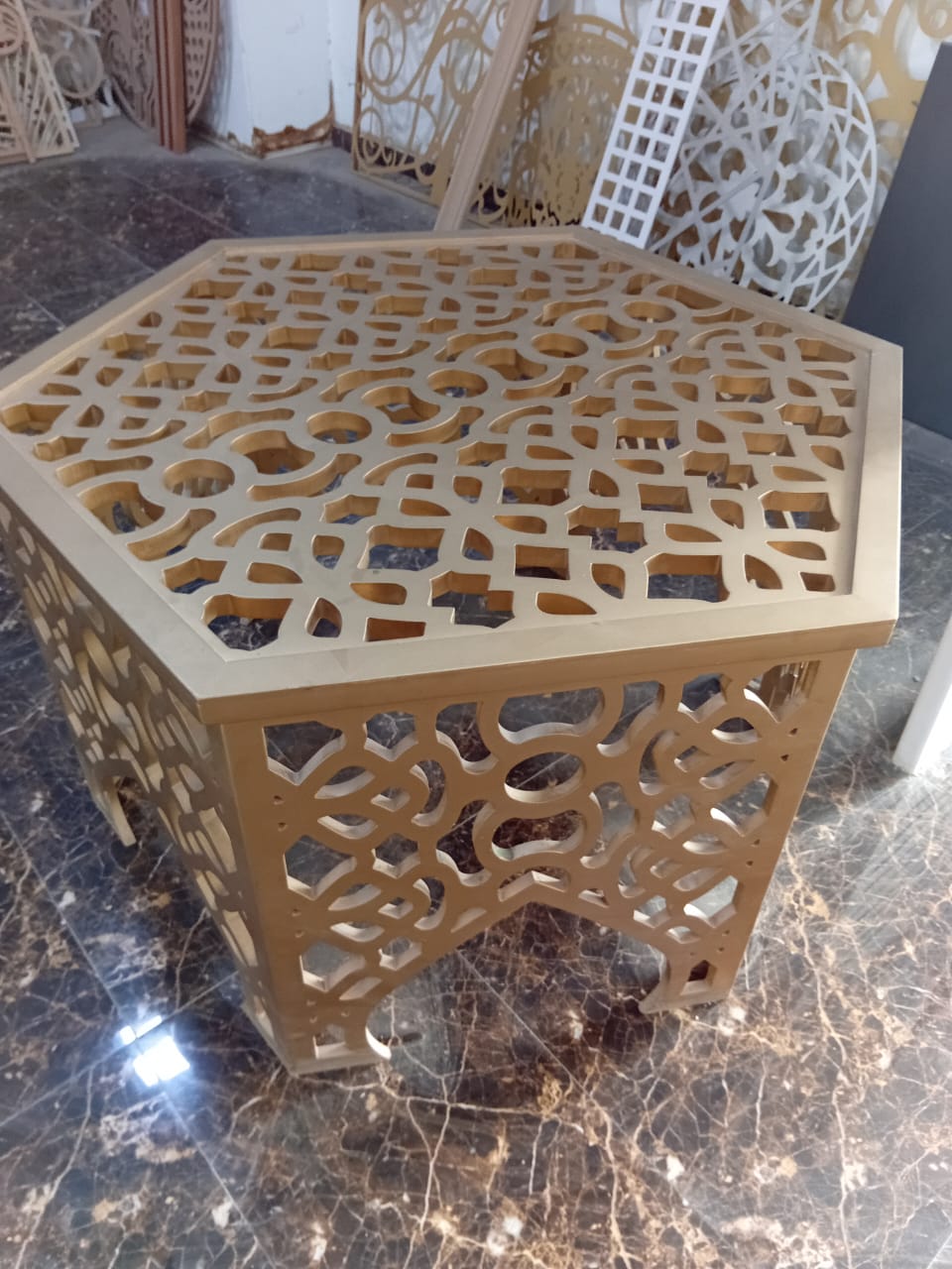 Laser cut craft coffee table, Size: Top 90 cm Length, Height: 50 cm by Supplytent.com