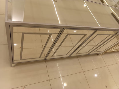 silver / Golden color Steel Frame mirror cabinet with 4 Doors by Supplytent.com