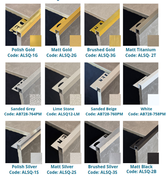Aluminium Square Tile Edging Profile ALSQ – 2.5m Tile Edge Trim ( 12mm)