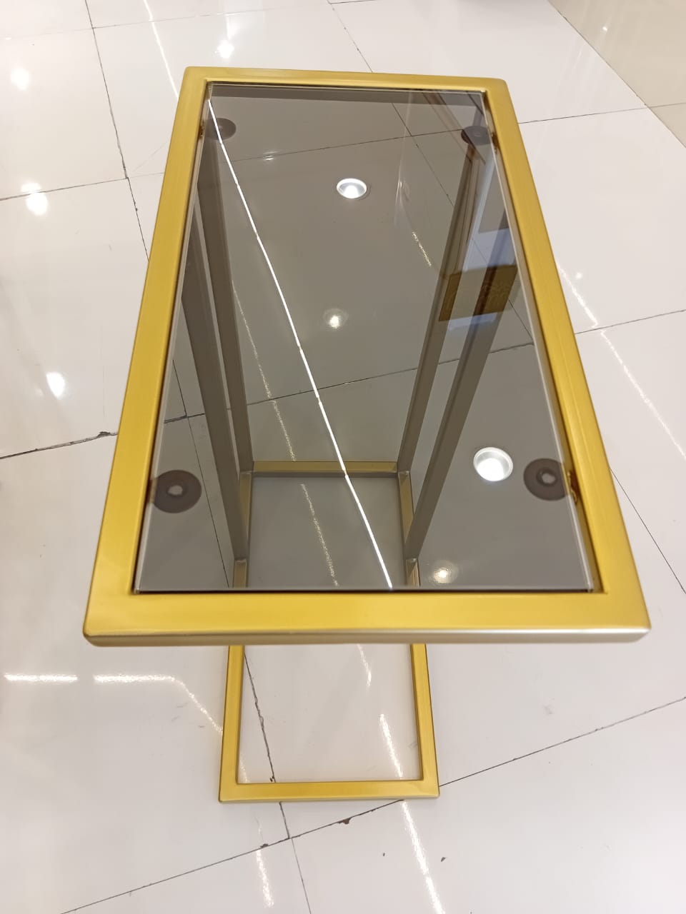 Steel frame side table with top glass by Supplytent.com